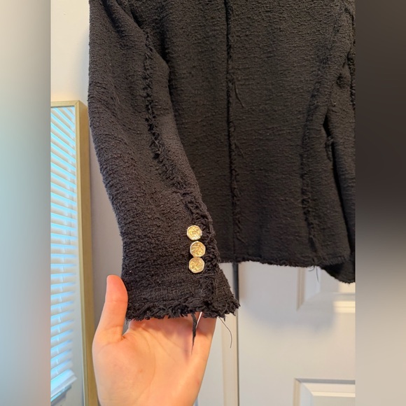 Zara Black Textured Double-Breasted Blazer - Picture 7 of 7